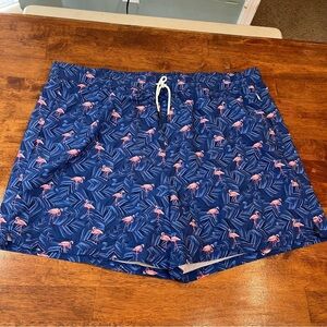 Brisira men’s blue flamingo swim trunks with compression liner size 44